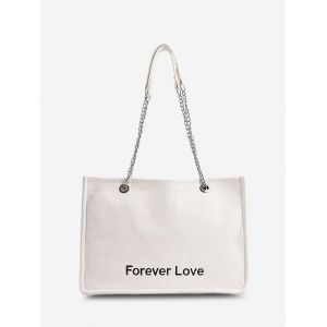 

Forever Love Embroidery Tote Bag, White