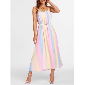 

Rainbow Stripes Print Spaghetti Strap Tent Dress, Multi