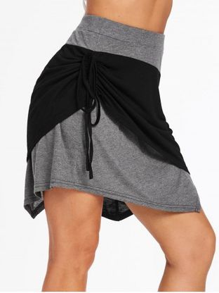 Side Cinch Tie Irregular Mini Skirt