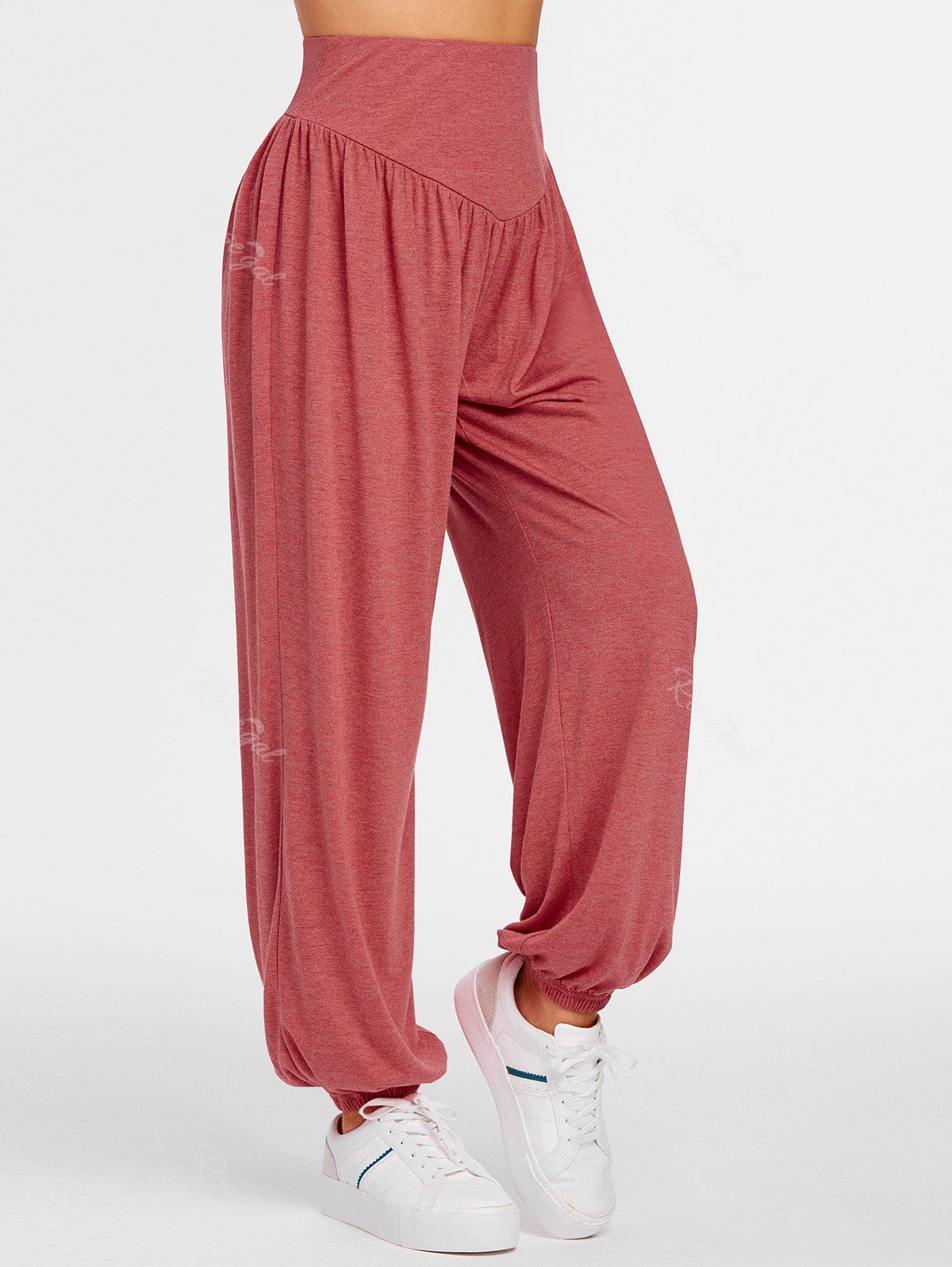 Trendy Heathered High Waisted Jogger Pants  