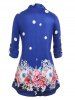 T-Shirt Asymétrique à Imprimé Floral 1 en 1 Grande-Taille - Bleu 4X
