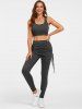 Cut Out Crop Top and Fold Over Cinched Skinny Pants -  