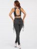 Cut Out Crop Top and Fold Over Cinched Skinny Pants -  