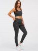Cut Out Crop Top and Fold Over Cinched Skinny Pants -  