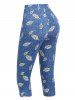 High Waisted Leaf Print Capri Pants -  