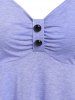 Mock Button Long Sleeve Heathered T-shirt -  