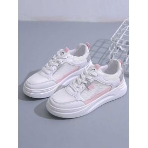 

Colorblock Lace-Up Mesh Sneakers, Light pink