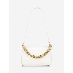 

Chunky Chain Embossed Shoulder Bag, Milk white