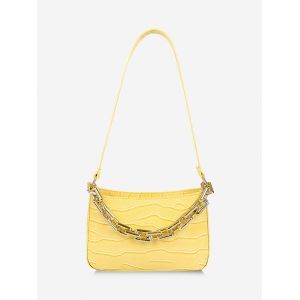 

Chunky Chain Embossed Shoulder Bag, Sun yellow