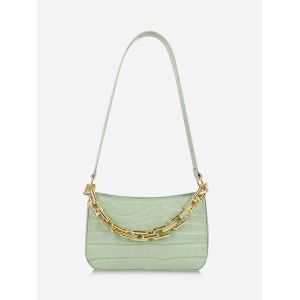 

Chunky Chain Embossed Shoulder Bag, Light green