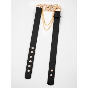 

Rivet Chains Splicing Waist Belt, Black