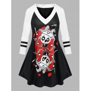 

Plus Size Funny Skeleton Raglan Sleeve Tunic Tee, Black