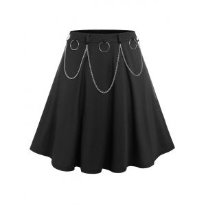 

Plus Size Chain O Ring High Waist Skirt, Black