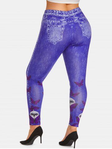 Halloween Skull Butterfly 3D Print Plus Size Jeggings