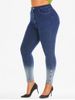 Plus Size Two Tone High Rise Jeans -  