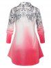 Plus Size Ombre Snake Print Button Up Tunic Shirt -  