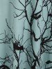 Branches Bats Print Lace Insert Dress -  