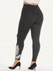 Plus Size & Curve Feather Patched Side Basic Leggings -  