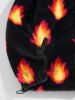 Flame Pattern Faux Fur Fluffy Jacket -  