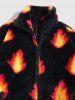 Flame Pattern Faux Fur Fluffy Jacket -  