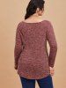 Plus Size Rib-knit Button Placket Heathered Long Sleeve Tunic Top -  