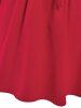 T-shirt Applique Fleur Grande Taille à Lacets - Rouge 5X
