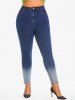 Plus Size Two Tone High Rise Jeans -  