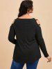 Plus Size Studded Ribbed Cutout Curved Hem Tunic Gothic Tee -  