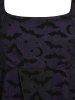T-shirt D'Halloween Haut Bas à Imprimé Chauve-souris de Grande Taille - Noir L