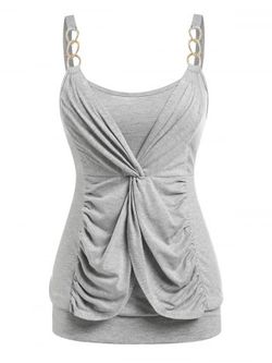 Plus Size&Curve Twisted Chains Tank Top - GRAY - 1X | US 14-16