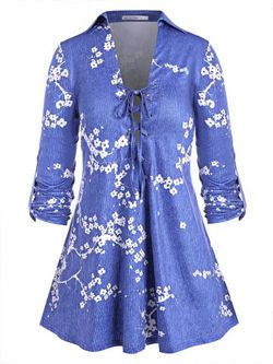 Blusa Talla Extra Bordado Floral 3D - DEEP BLUE - 3X