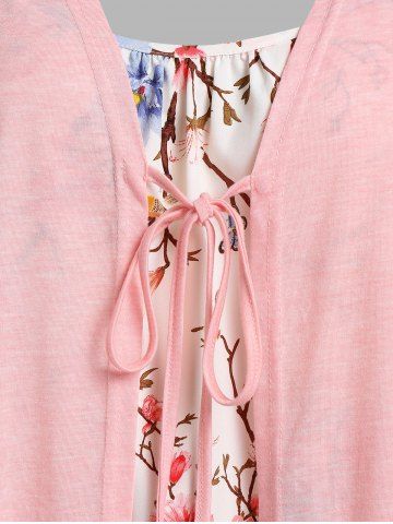 Plus Size Cottagecore Floral Print 2 in 1 Tee