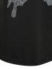 T-Shirt à Manches Chauve-Souris avec Strass Motif Papillon Grande-Taille - Noir 1X