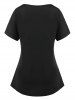 T-Shirt à Manches Chauve-Souris avec Strass Motif Papillon Grande-Taille - Noir 2X
