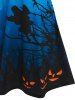 Robe D'Halloween à Imprimé Chauve-souris Citrouille à Bretelle sans Manches - Bleu XL