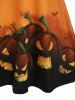 Robe D'Halloween à Imprimé Citrouille à Bretelle sans Manches - Orange L