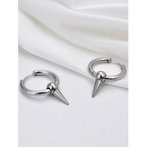 

Cone Shape Stainless Steel Small Hoop Earrings, Silver