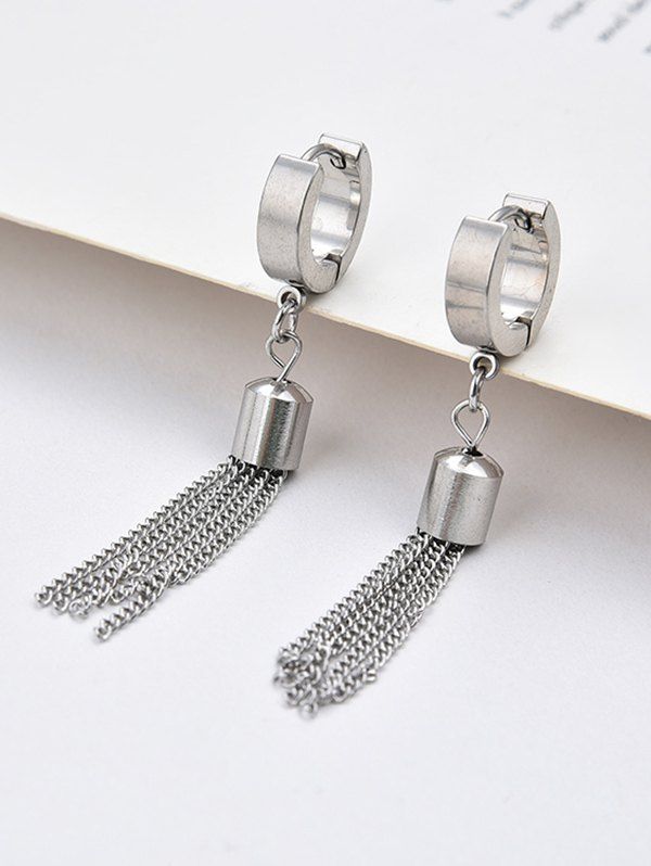 Fashion Chain Tassel Stainless Steel Small Hoop Earrings  