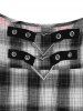 Ombre Color Plaid Suspender Flared Skirt -  