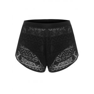 

Geo Pointelle Knit Shorts with Briefs, Black