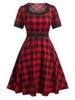 Plus Size Plaid Knee Length 1950s Dress -  