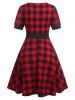 Plus Size Plaid Knee Length 1950s Dress -  
