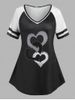 Plus Size Heart Pattern Raglan Sleeve T-shirt -  