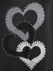 Plus Size Heart Pattern Raglan Sleeve T-shirt -  