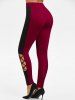 High Waisted Cut Out Criss-cross Contrast Pants -  