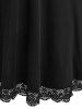 Robe Superposée Longueur à Genou Panneau en Dentelle Grande Taille avec Œillet - Noir 1X