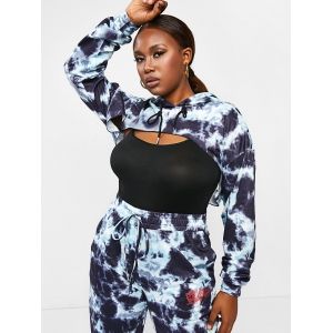 

Plus Size Super Cropped Tie Dye Hoodie, White