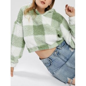 

Plus Size Plaid Teddy Hoodie, Multi