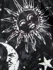 Robe à Imprimé Etoile Lune et Soleil à Epaule Dénudée Fausse Deux Pièces - Noir XXL