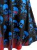 Plus Size Lace Up Eyelets Skull Print Gothic Dress -  